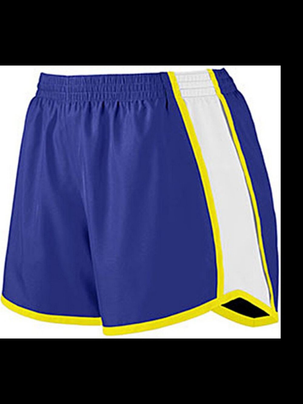 Augusta 4" Ladies Jr Fit Pulse Team Shorts No Pockets PURPLE/WHITE/POWER YELLOW